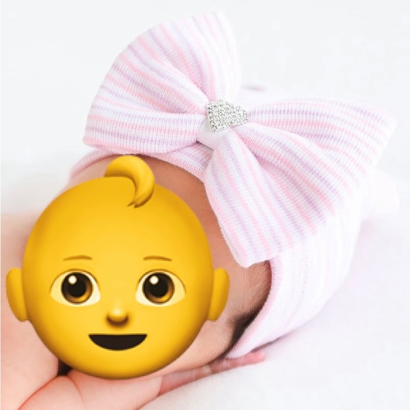 Newborn Hospital Grade Hat with Rhinestones and Bow - Picture 2 of 2